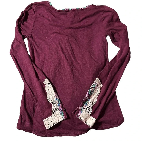 Little Yellow Button women's XS long sleeve purple shirt with lace - Picture 2 of 5